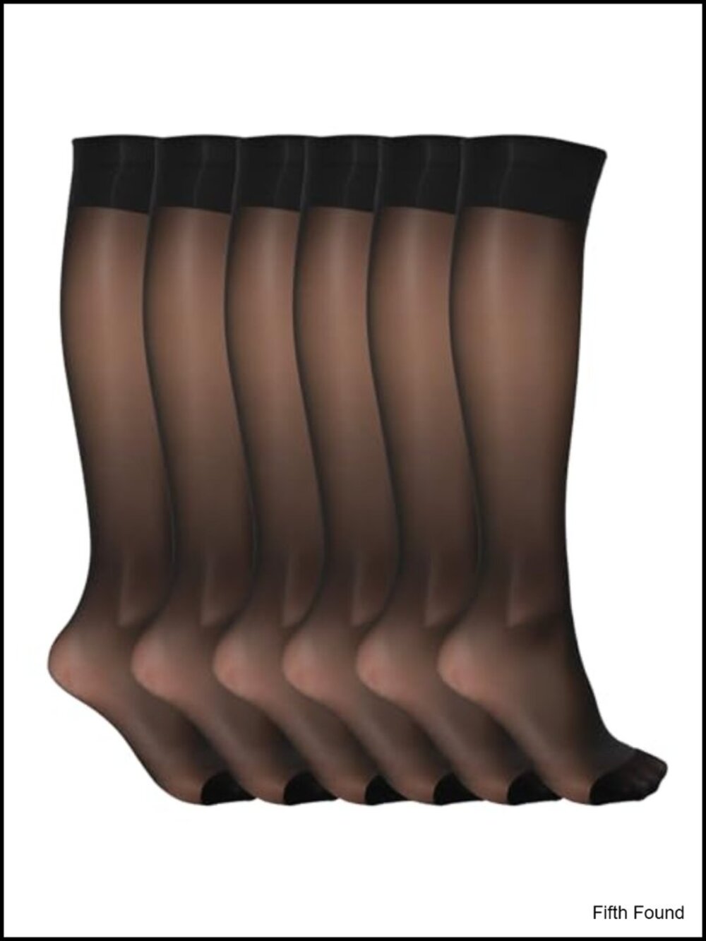 Sheer Knee High Stockings 3 Pairs Nylon Spandex Reinforced Toe Wide Elastic Band